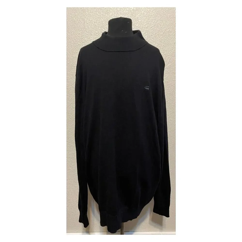 G-Star Raw‎ Sweater Men's XL All Black Mock Turtleneck